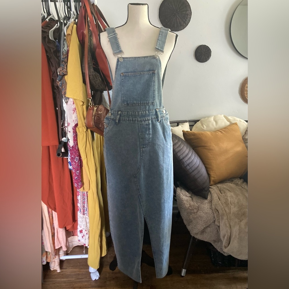 Denim jumper dress size Small- pre loved